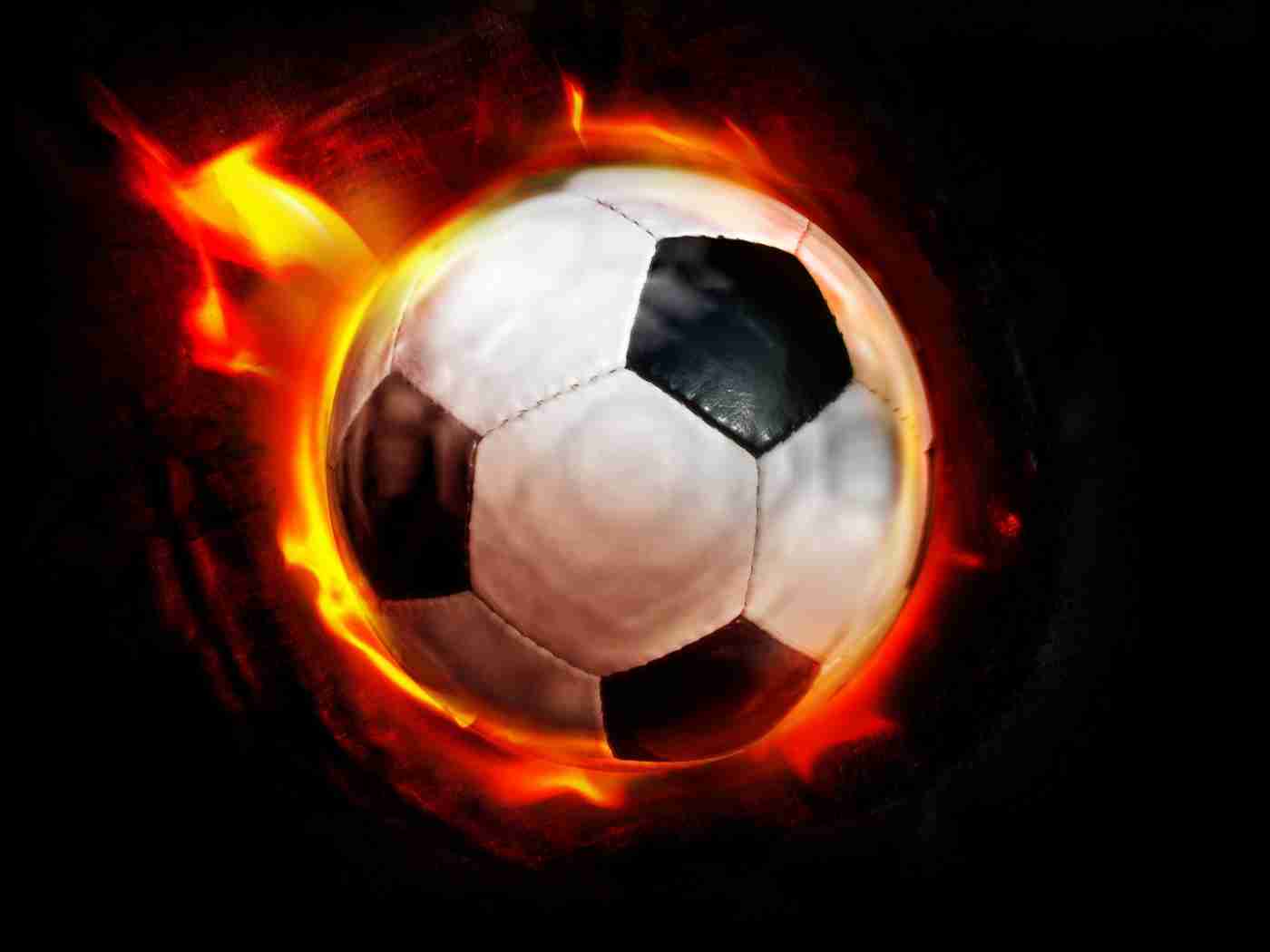 Спорт Футбол мяч, футбольный, огонь, черный обои рабочий стол