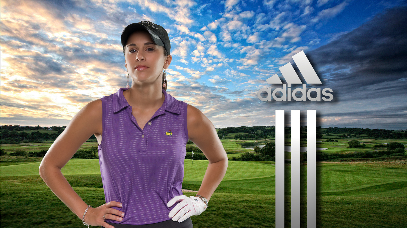 Спорт Экстрим adidas, девушка, гольф, поле, облака, пейзаж обои рабочий стол
